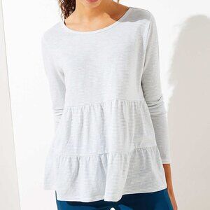 LOFT Striped Peplum Vintage Tee XS